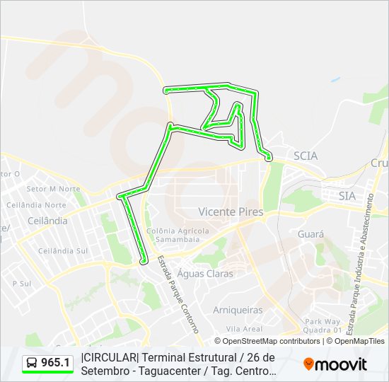 Mapa da linha 965.1 de ônibus