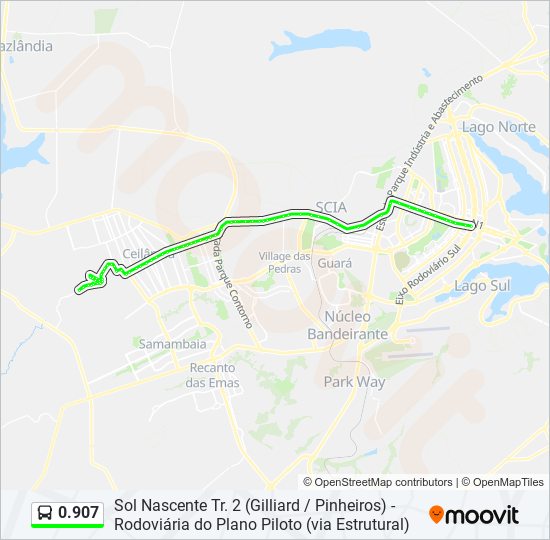 Mapa da linha 0.907 de ônibus