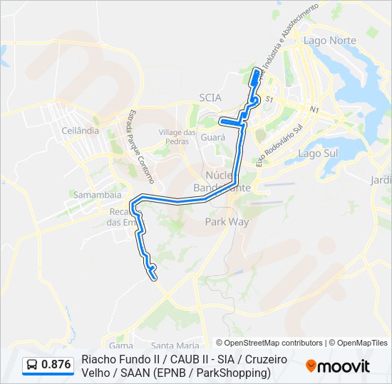 Mapa da linha 0.876 de ônibus