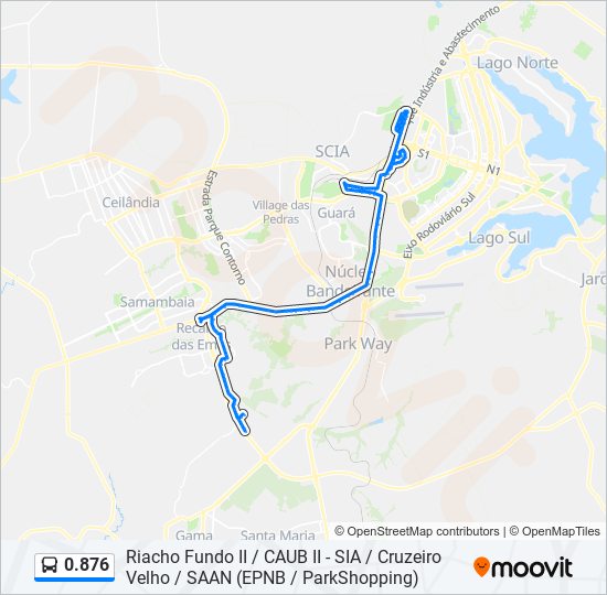 Mapa da linha 0.876 de ônibus