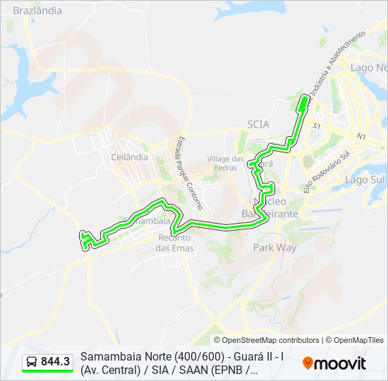 Mapa da linha 844.3 de ônibus