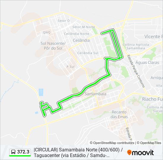 Mapa da linha 372.3 de ônibus