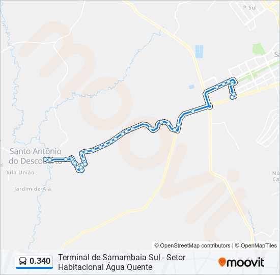 Mapa da linha 0.340 de ônibus