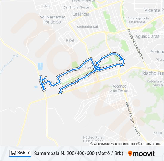 Mapa da linha 366.7 de ônibus