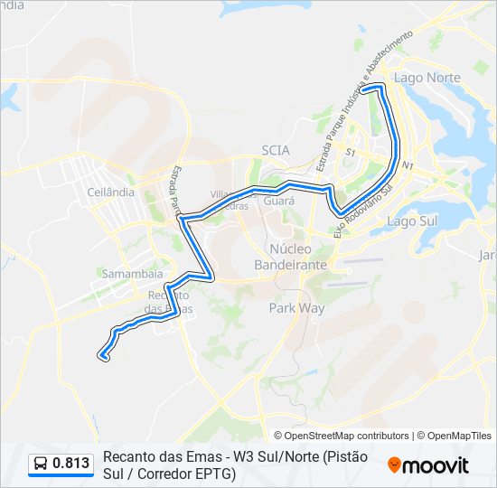 Mapa da linha 0.813 de ônibus