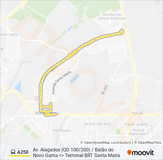 Current Location To Terminal 2 A250 Route: Schedules, Stops & Maps - Av. Alagados (Qd 100/200) <> Terminal  Brt Santa Maria (Updated)