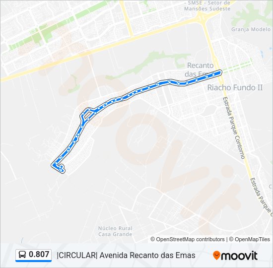 Mapa da linha 0.807 de ônibus