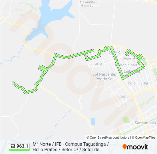 Mapa da linha 963.1 de ônibus