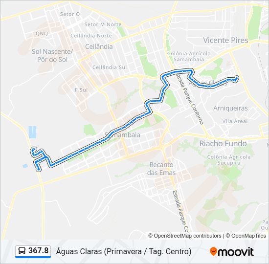 Mapa da linha 367.8 de ônibus