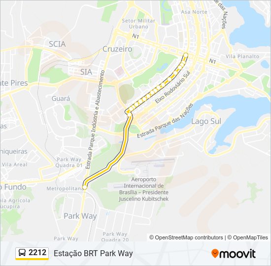 Mapa da linha 2212 de ônibus