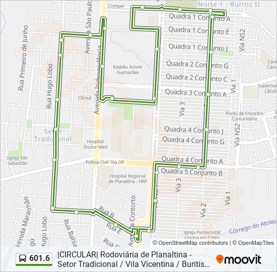 Mapa de 601.6 de autobús