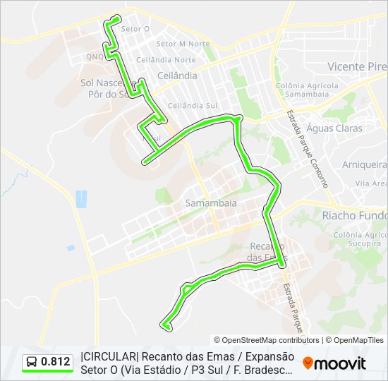 Mapa da linha 0.812 de ônibus
