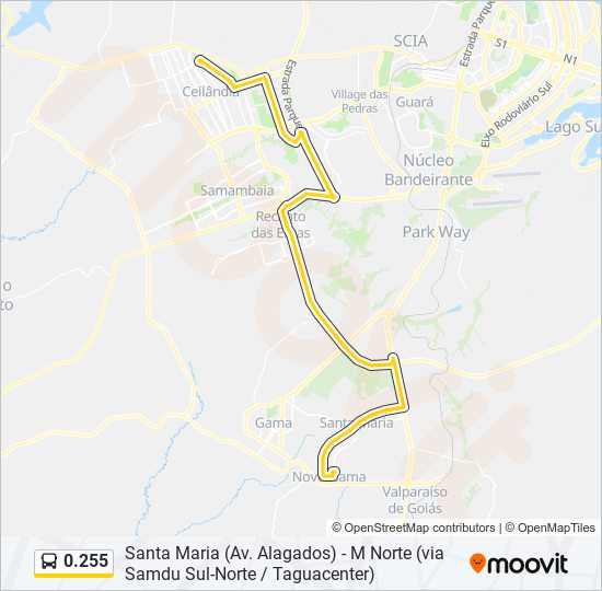 Mapa da linha 0.255 de ônibus