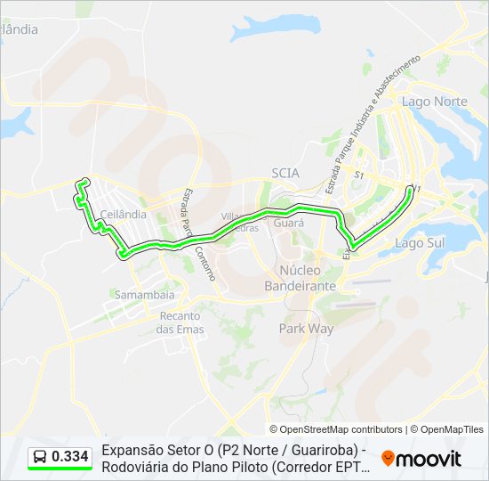 Mapa da linha 0.334 de ônibus