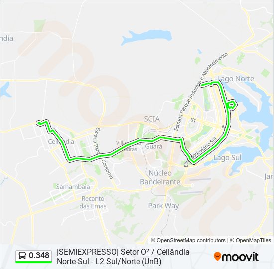 Mapa da linha 0.348 de ônibus