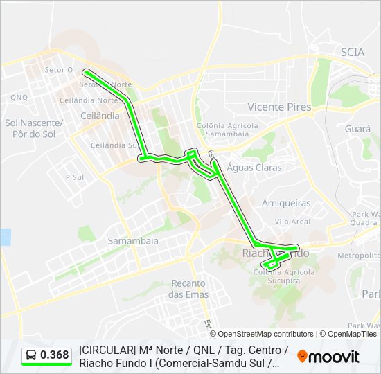 Mapa da linha 0.368 de ônibus