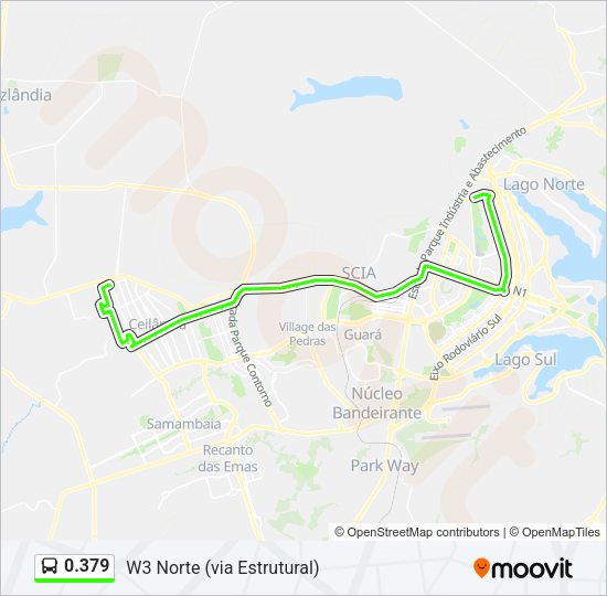 Mapa da linha 0.379 de ônibus