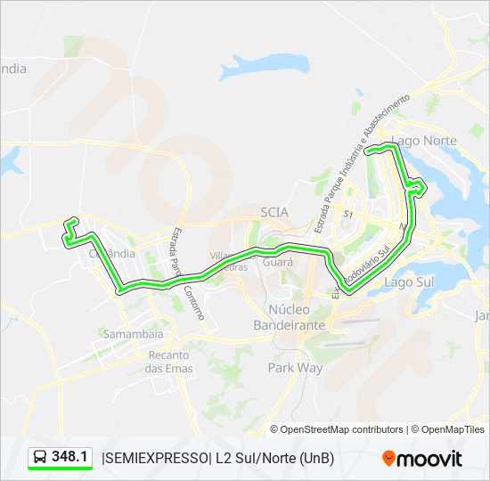 Mapa da linha 348.1 de ônibus