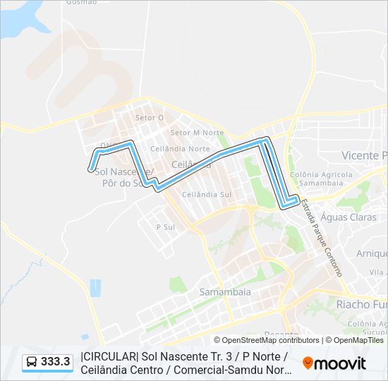 Mapa da linha 333.3 de ônibus