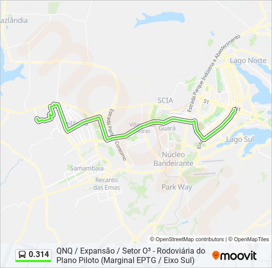 Mapa da linha 0.314 de ônibus