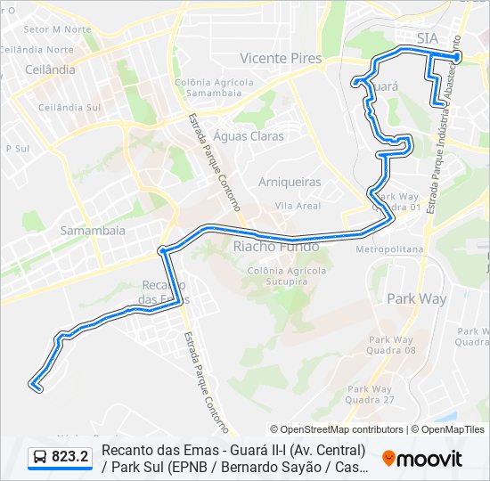 Mapa da linha 823.2 de ônibus