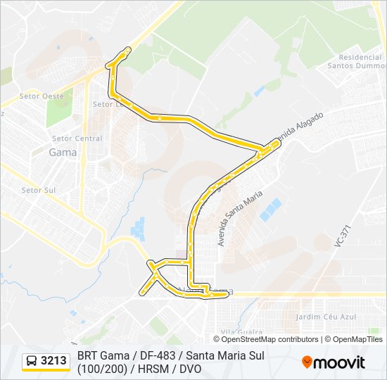 Mapa da linha 3213 de ônibus