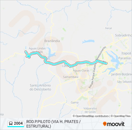 Mapa da linha 2004 de ônibus