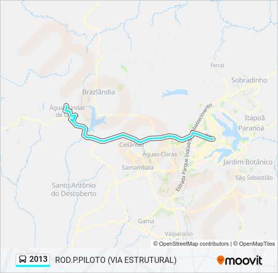 Mapa da linha 2013 de ônibus