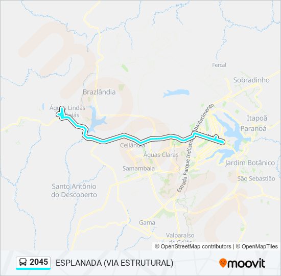 Mapa da linha 2045 de ônibus