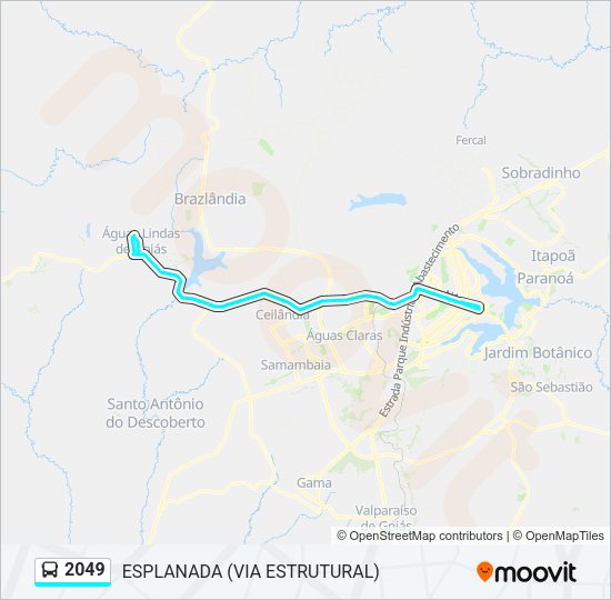 Mapa da linha 2049 de ônibus
