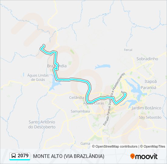 Mapa da linha 2079 de ônibus