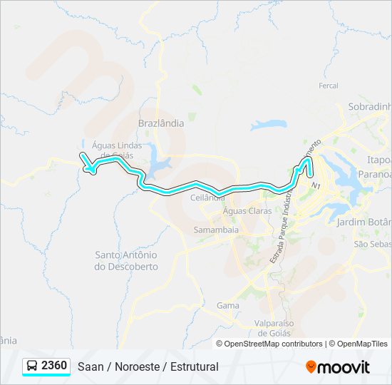 Mapa da linha 2360 de ônibus