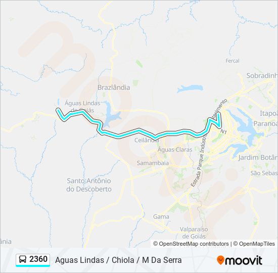 Mapa da linha 2360 de ônibus