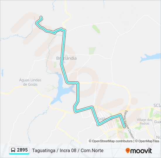 Mapa da linha 2895 de ônibus