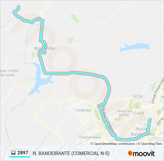 Mapa da linha 2897 de ônibus
