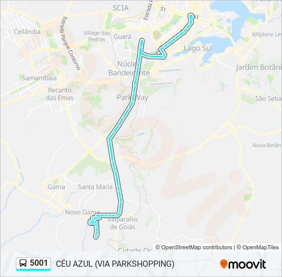 Mapa de 5001 de autobús