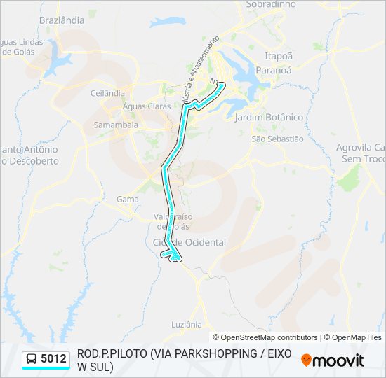 Mapa da linha 5012 de ônibus