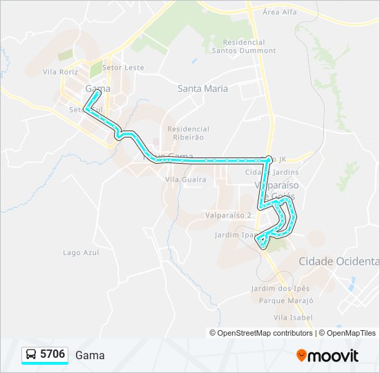 Mapa da linha 5706 de ônibus