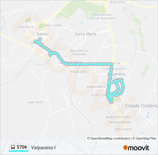 Mapa da linha 5706 de ônibus