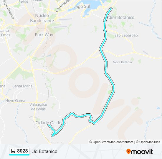 Mapa da linha 8028 de ônibus