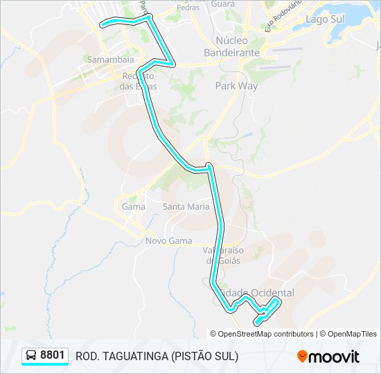 Mapa da linha 8801 de ônibus