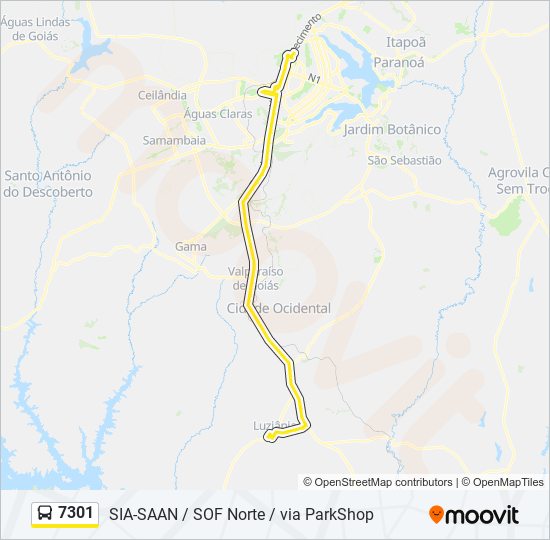 Mapa de 7301 de autobús