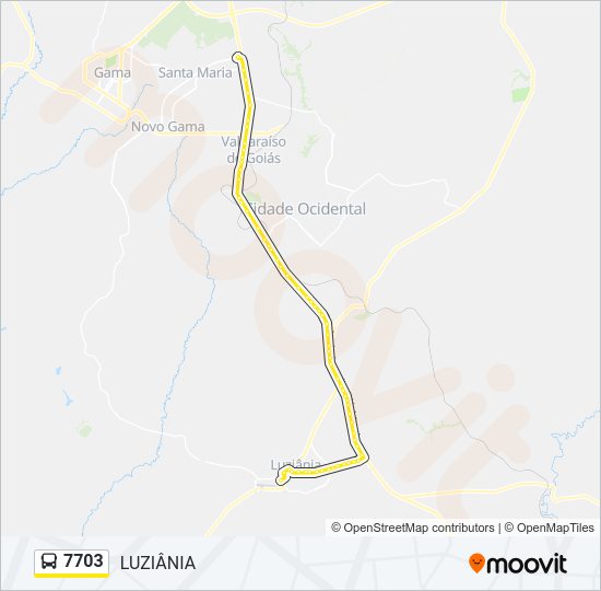 Mapa da linha 7703 de ônibus