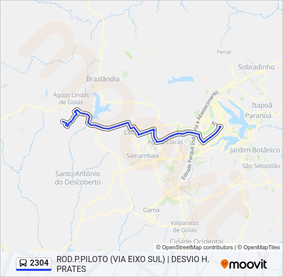 Mapa da linha 2304 de ônibus