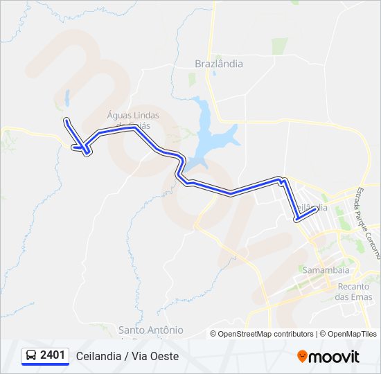 Mapa da linha 2401 de ônibus