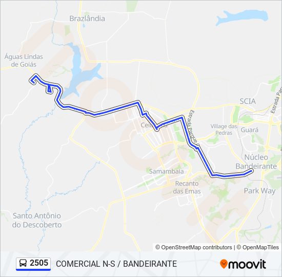 Mapa da linha 2505 de ônibus