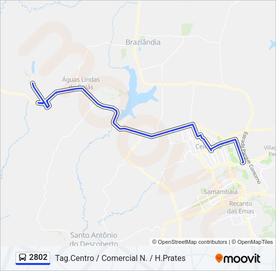 Mapa da linha 2802 de ônibus