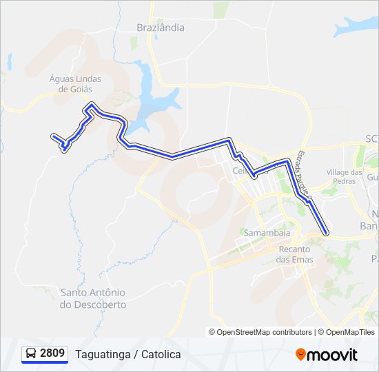 Mapa da linha 2809 de ônibus