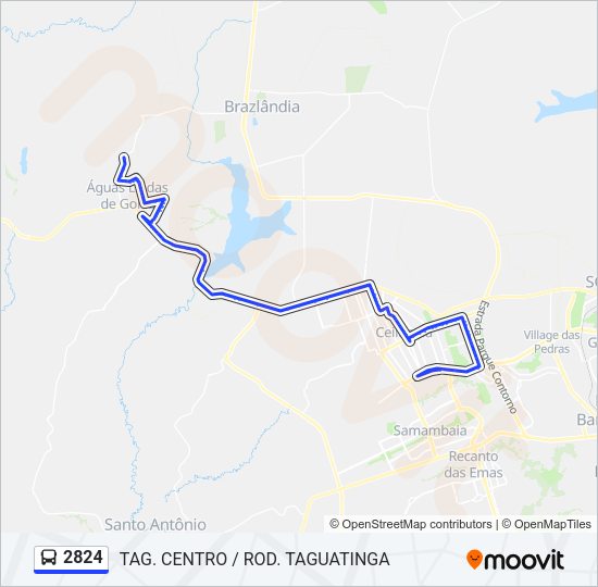 Mapa da linha 2824 de ônibus
