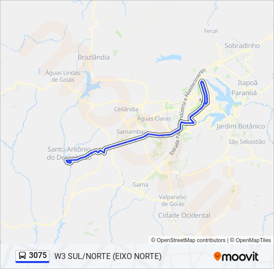 Mapa da linha 3075 de ônibus